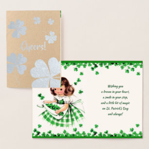 Alles Gute zum St. Patrick's Day. Little Irish Gir Folienkarte
