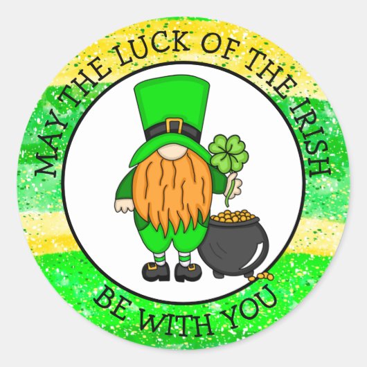 Alles Gute zum St Patrick's Day | Niedlich Leprech Runder Aufkleber (Vorderseite)