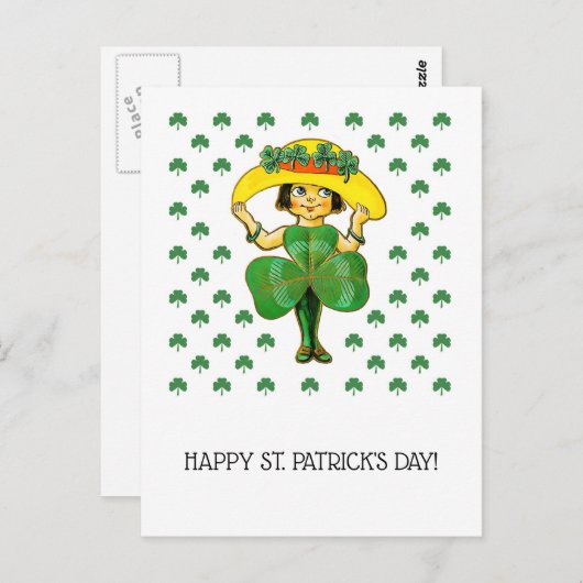 Alles Gute zum St. Patrick's Day. Niedlich Little Postkarte (Vorne/Hinten)