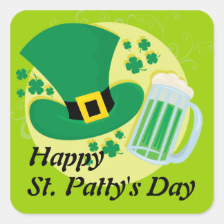Alles Gute zum St. Patricks Day! Quadratischer Aufkleber