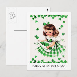 Alles Gute zum St. Patrick's Day. Vintag Little Ir Postkarte