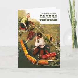 Alles Gute zum Tag des Vaters. Vintage Kunst Karte