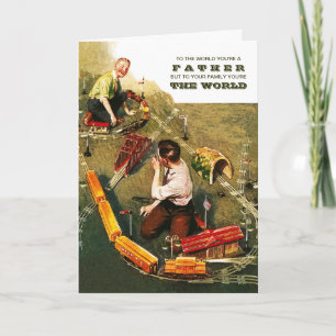 Alles Gute zum Tag des Vaters. Vintage Kunst Karte