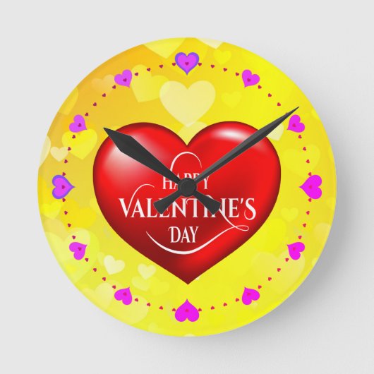 Alles Gute zum Valentinstag! Runde Wanduhr (Vorderseite)
