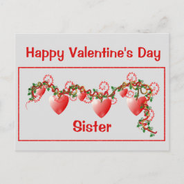 Alles Gute zum Valentinstag, Schwester, Rote Herze Postkarte