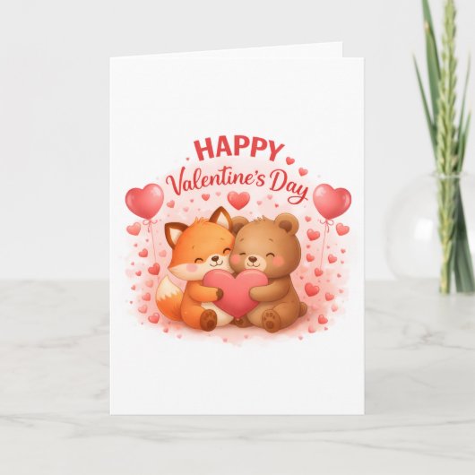 Alles Gute zum Valentinstag Süßes Design Karte (Vorderseite)