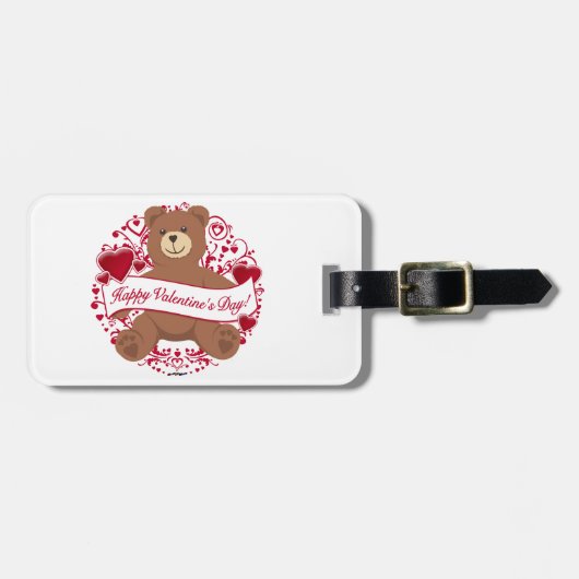 Alles Gute zum Valentinstag! Teddybär Gepäckanhänger (Vorderseite horizontal)