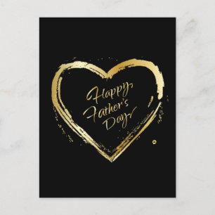 Alles Gute zum Vatertag! Elegante Gold-Herz-Kallig Feiertagspostkarte