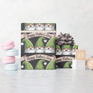 "Alles Gute zum Vatertag"-Grüne Gnom-Trio Geschenkpapier