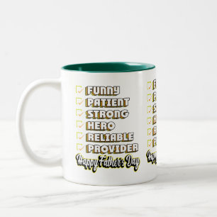 Alles Gute zum Vatertag Lustige Checkliste Held Er Zweifarbige Tasse
