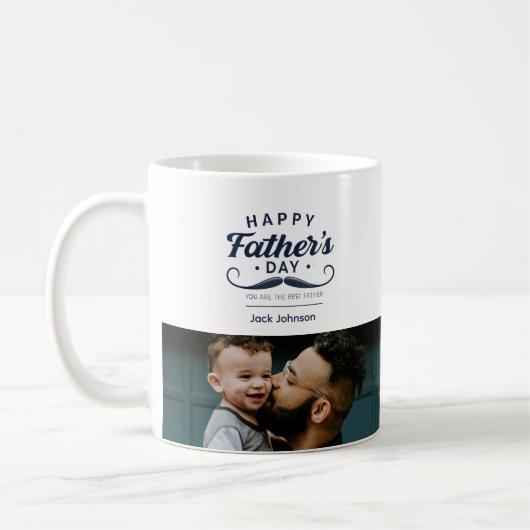 Alles Gute zum Vatertag Schnurrbart-Tribut-Design Kaffeetasse (Links)