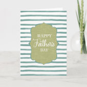 Alles Gute zum Vatertag Teal Stripe Script Karte (Vorderseite)