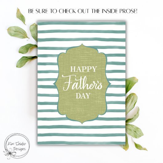 Alles Gute zum Vatertag Teal Stripe Script Karte