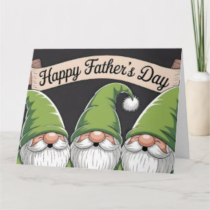 "Alles Gute zum Vatertag" Trio grüner Gnome Karte