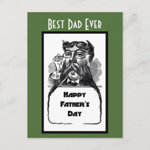 Alles Gute zum Vatertag Vintage Retro Zeichnung Postkarte