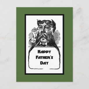 Alles Gute zum Vatertag Vintage Retro Zeichnung Postkarte