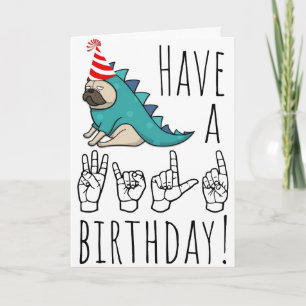 Alles Gute zum Wilden Geburtstag! – ASL-Mops-Party Feiertagskarte
