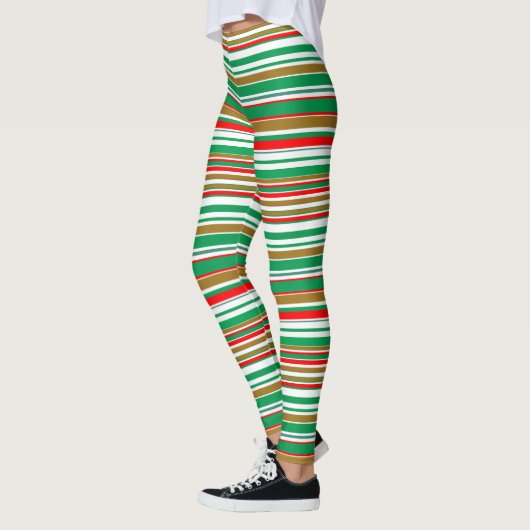 Alles in allem bedruckt Streifen Weihnachtsfeierta Leggings (Links)