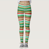 Alles in allem bedruckt Streifen Weihnachtsfeierta Leggings (Vorderseite)
