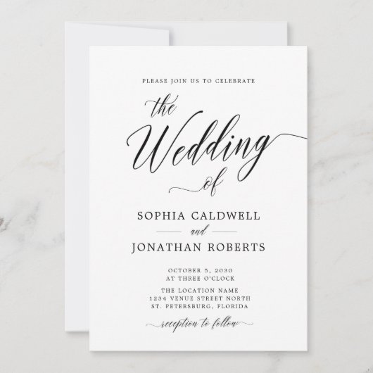 Alles in allem mit Details Moderne Kalligrafie Hoc Einladung (Vorderseite)