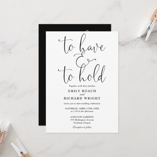 Alles in allem muss und muss Schwarz-weiß Hochzeit Einladung (Vorderseite/Rückseite Beispiel)