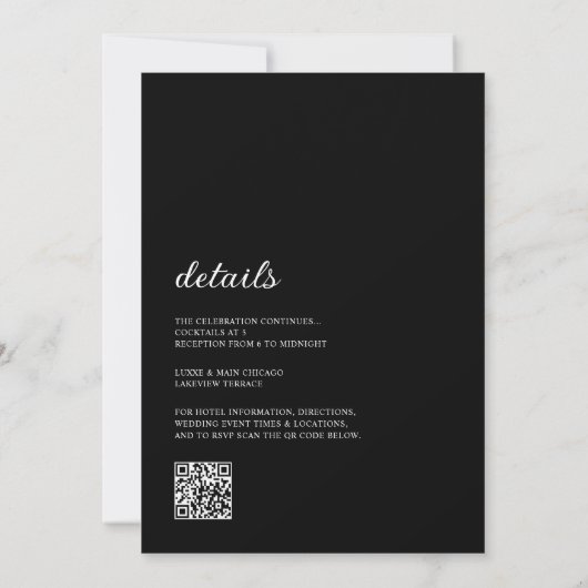 Alles in allem nichts Extravagant nur Liebe Hochze Einladung (Rückseite)