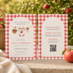 Alles-in-Einem Apfel Unserer Augen Gingham-Baby-Pa Einladung