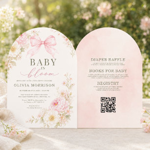 Alles in Einem Baby in Blüte Rosa Schleife Bad Einladung