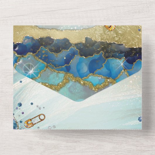 ALLES IN EINEM BABY SHOWING-Design All In One Einladung (Rückseite)