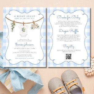 Alles in Einem Blaubeer-Wäscheleine-Baby-Shower Einladung