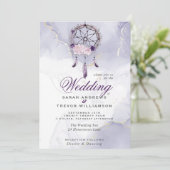 Alles in einem BOHO Wedding Lila Dream Catcher Einladung (Stehend Vorderseite)