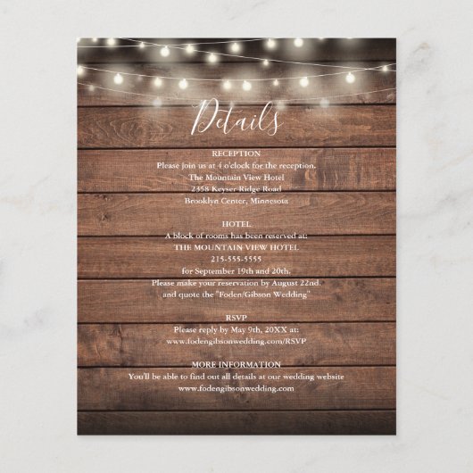 Alles in einem Budget rustikale Hochzeitseinladung (Rückseite)