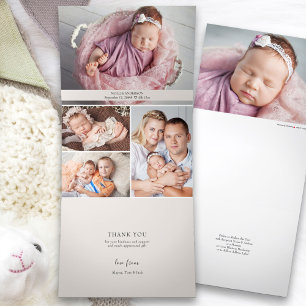 Alles in Einem Dankeschön und Geburt 5 Baby-Foto Dreifach Gefaltete Ankündigung
