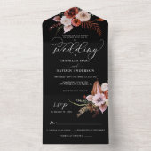 Alles in einem dunklen Moody-Floral Black Boho UAW All In One Einladung (Innen Boden)