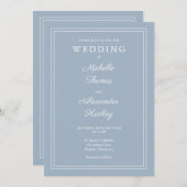 Alles in einem eleganten Border Dusty Blue Wedding Einladung (Vorne/Hinten)