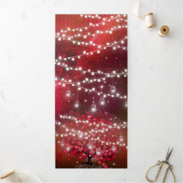 Alles in einem eleganten Rot-Rosa-Heart-Leaf-Hochz Dreifach Gefaltete Einladung