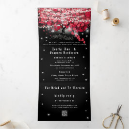 Alles in einem eleganten Rot-Rot-Rosa-Heart-Leaf-H Dreifach Gefaltete Einladung