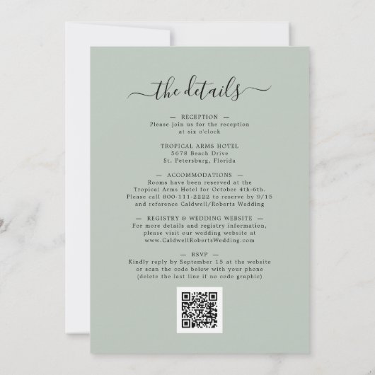 Alles in einem Eukalyptus Gold-Metallic-Sage Einladung (Rückseite)