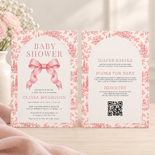 Alles in Einem Französisch Toile Rosa Schleife Mäd Einladung