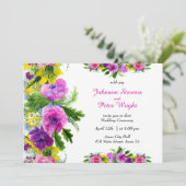 Alles in einem, gelb, lila, fuchsia.. ein fröhlich einladung (Stehend Vorderseite)