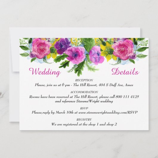 Alles in einem, gelb, lila, fuchsia.. ein fröhlich einladung (Rückseite)