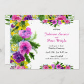 Alles in einem, gelb, lila, fuchsia.. ein fröhlich einladung (Vorne/Hinten)