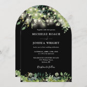 Alles in einem grünen Arch String Lights Wedding Einladung (Vorne/Hinten)