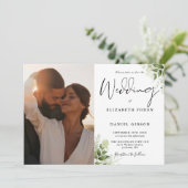 Alles in einem grünen Foto Hochzeit Einladung (Stehend Vorderseite)