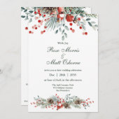 Alles in einem, Kiefernäste und rote Beeren.Weihna Einladung (Vorne/Hinten)