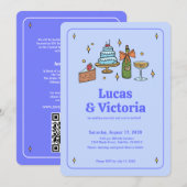 Alles in einem kühlen Lavender Blue Whimsical QR C Einladung (Vorne/Hinten)