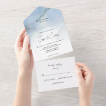 Alles in Einem Minimalen Blau-Weißen Hochzeitseinl
