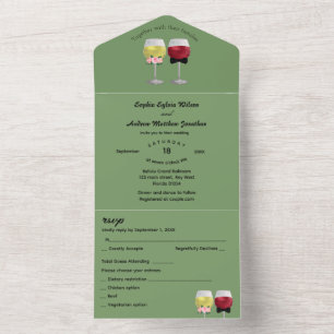 Alles in einem modernen Boho Arch Couple Wine Wedd All In One Einladung