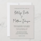 Alles in einem modernen Script Graue Minimalistisc Einladung (Vorderseite)