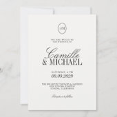 Alles in Einem Monogramm Moderne Hochzeit  Einladung (Vorderseite)
